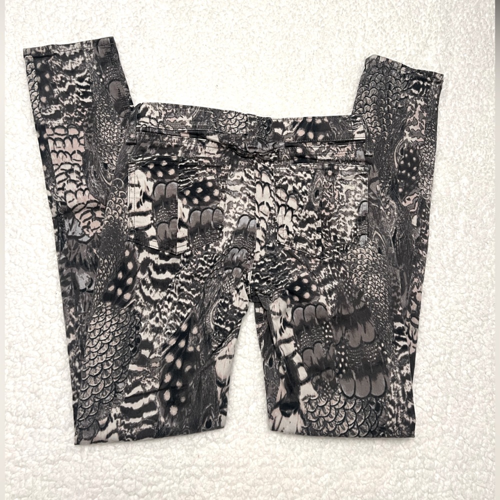 Rag & Bone Gray Tan Feather Snakeskin Print Skinny Jean Leggings - Size 24 - Picture 8 of 8